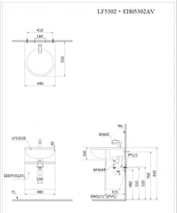 Lavabo chậu rửa mặt Caesar LF5302 bán âm dương vành