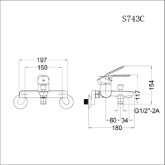 Vòi sen tắm nóng lạnh Caesar S743C