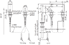 Vòi lavabo chậu rửa mặt TOTO TLP02301B nóng lạnh