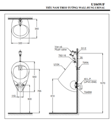 Bồn tiểu nam TOTO U104W treo tường