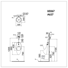 Bồn tiểu nam Caesar U0267 treo tường