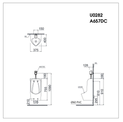 Bồn tiểu nam Caesar U0282 treo tường
