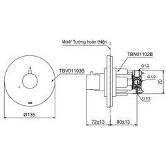 Van Chuyển Hướng TOTO TBV01103B/TBN01102B 2 Đường Nước