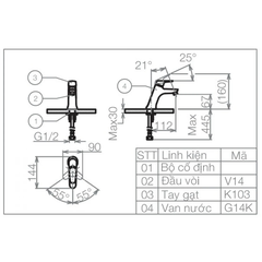 Vòi lavabo chậu rửa mặt Viglacera VG103 nước lạnh