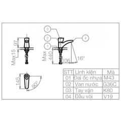 Vòi lavabo chậu rửa mặt Viglacera VG106 nước lạnh