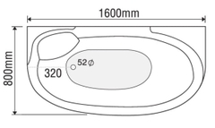 Bồn tắm dài 1 yếm Euroca EU2-1680 dài 1m6