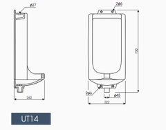 Bồn tiểu nam Thiên Thanh UT14 treo tường