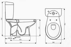 Bồn cầu 2 khối Thiên Thanh Ruby I nắp thường xả gạt