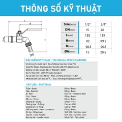 [Minh Hòa] Vòi vườn đồng tay Inox MIHA