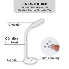 Đèn bàn led chống cận Điện Quang ĐQ LDL05 3W (Cảm ứng, Cắm điện trực tiếp)