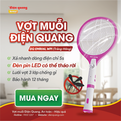 Bộ vợt muỗi Điện Quang ĐQ EMR05L WPI (Trắng - hồng)