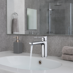 [Luxta] Vòi lavabo nóng lạnh (Thân ống trúc, tay gật gù, bao gồm dây cấp) L1220