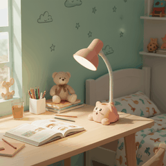 Đèn học để bàn chống cận hình con Mèo ĐQ DKL19 có hộp cắm bút (Cắm điện trực tiếp)