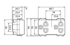 [Panasonic] Ổ cắm đôi có màn che và dây nối đất, 16A 250V~