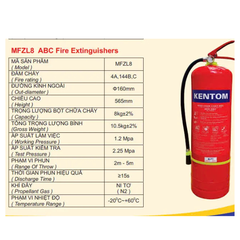 Bình Chữa Cháy Bột ABC 8kg MFZL8 KENTOM (KĐ)