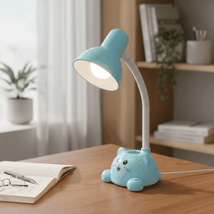 Đèn học để bàn chống cận hình con Mèo ĐQ DKL19 có hộp cắm bút (Cắm điện trực tiếp)