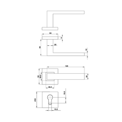 [Hafele] Diy Tay Nắm Gạt, Dáng Vuông 499.62.216