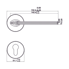 [Hafele] Khóa tay nắm DIY.A. LC7255 CYL70. Nickel 499.63.600