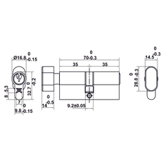 [Hafele] Khóa tay nắm DIY.C. LC7255 CYL70. Xám 499.63.618