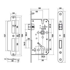 [Hafele] Khóa tay nắm DIY.C. LC7255 CYL70. Xám 499.63.618