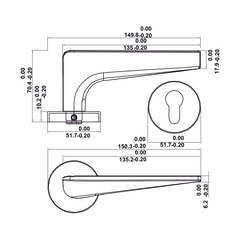 [Hafele] Khóa tay nắm DIY.C. LC7255 CYL70. Xám 499.63.618