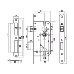 [Hafele] Khóa tay nắm DIY.D. LC7255 CYL70. Đồng 499.63.627