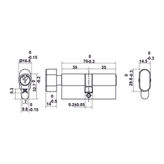 [Hafele] Khóa tay nắm DIY.D. LC7255 CYL70. Đồng 499.63.627