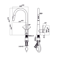 [Hafele] Vòi Bếp Hafele Ht24-Sh1P417-Titan 570.85.441