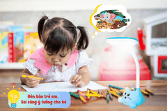 Đèn bàn học chống cận ĐQ LDL18 5 B (Cắm điện trực tiếp, Mèo Xinh, Hộp Cắm Bút, Xanh)