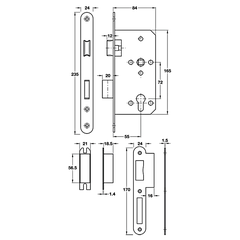 [Hafele] Thân Khoá Sashlock, Bs 55/72Mm Pb 911.02.154