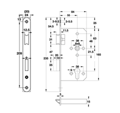[Hafele] Thân Khoá Sashlock, Bs 55/72Mm, Đen Mờ 911.25.100