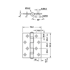 [Hafele] Bản Lề Lá 2Bb 102X76X3Mm, Ss304