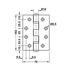 [Hafele] Bản Lề Lá 4"X3"X3Mm, Inox 304 926.98.040