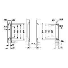 [Hafele] Bản Lề Âm, 177X72Mm, Màu Bạc/Màu Đen