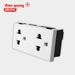 Ổ cắm 3 chấu đôi âm tường DQHome ĐQ IW1 O3PD W ( màu trắng )
