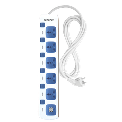 AM5S-2USB Ổ cắm di động 5 ổ đa năng 2 cổng sạc USB type A 5V / 2.4A MPE