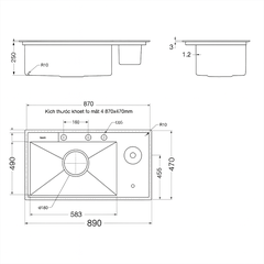 [Luxta] Chậu rửa chén inox LC8949F-3.0
