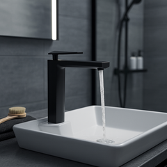 [Luxta] Vòi lavabo nóng lạnh (Thân ống trúc, tay gật gù, bao gồm dây cấp) L1221B/ L1221B Black