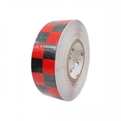 Băng keo phản quang tổ ong caro đỏ đen 5cmx45m