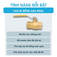 [Minh Hòa] Van bi đồng Gas tay gạt màu vàng MIHA - PN30