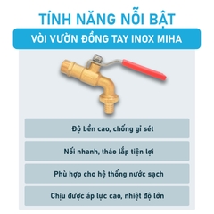 [Minh Hòa] Vòi vườn đồng tay Inox MIHA