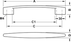 Tay nắm tủ Hafele Chrome bóng 180x26mm 110.34.236