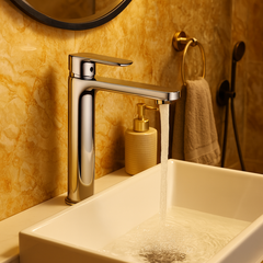 [Luxta] Vòi lavabo nóng lạnh (Thân ống trúc, tay gật gù, bao gồm dây cấp) L1220B