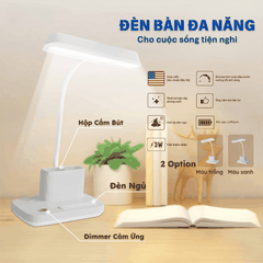Đèn Đọc Sách Chống Cận Điện Quang ĐQ LDL17B (Cảm ứng, Pin sạc, 3W, Tích Hợp Đèn Ngủ Và Hộp Cắm Bút)