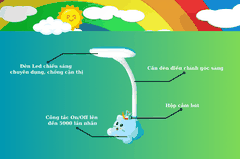 Đèn bàn học chống cận ĐQ LDL18 5 B (Cắm điện trực tiếp, Mèo Xinh, Hộp Cắm Bút, Xanh)