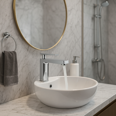 [Luxta] Vòi lavabo nóng lạnh (Thân ống trúc, tay gật gù, bao gồm dây cấp) L1221