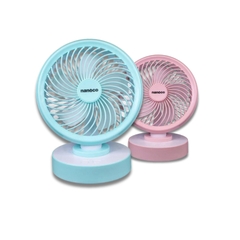 Quạt Sạc Nanoco NRF6213 – 6 inch, 4 Cấp Gió, Có Xoay, Pin 3600mAh – Màu Xanh / Hồng