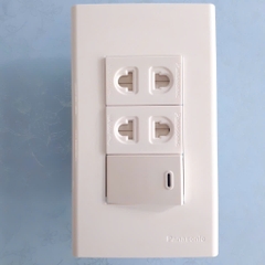 [Combo]Mặt 2 công tắc + 1 ổ cắm màu trắng