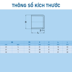 [Bình Minh] Nắp khóa ren trong uPVC Bình Minh