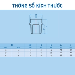 [Bình Minh] Nắp khóa ren ngoài PP-R Nhựa Bình Minh